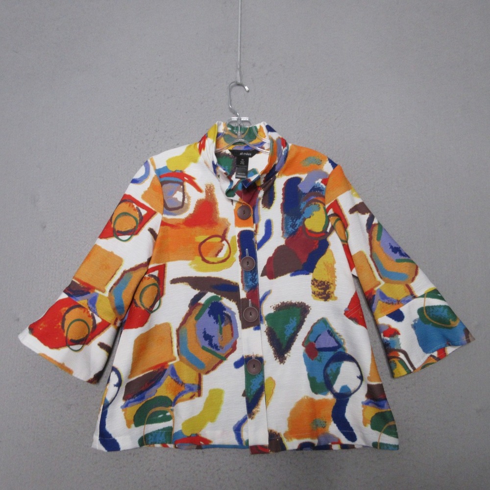 Ali Miles Jacket Abstract Colorful Artsy Pockets Eclectic Statement Wired Collar